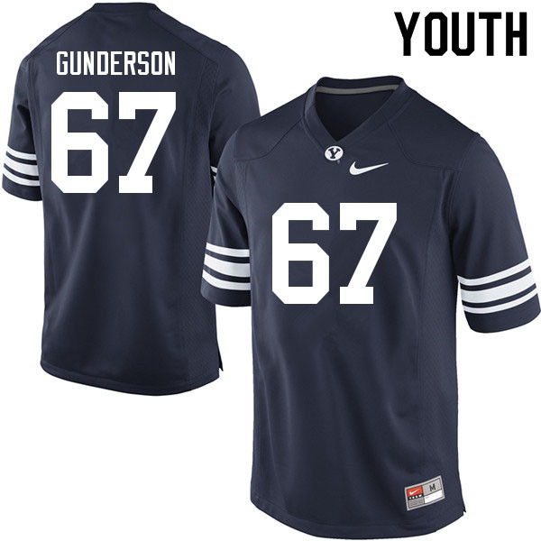 Youth #67 Brock Gunderson BYU Cougars College Football Jerseys Sale-Navy